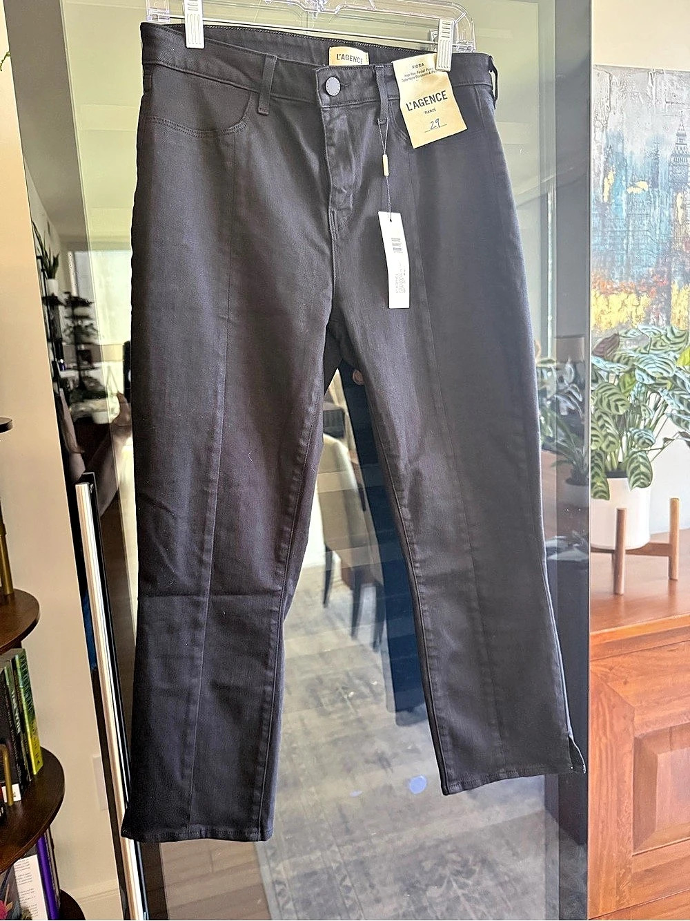 L'AGENCE Fiora High Rise Pedal Pusher Skinny Pants Black Waist 29